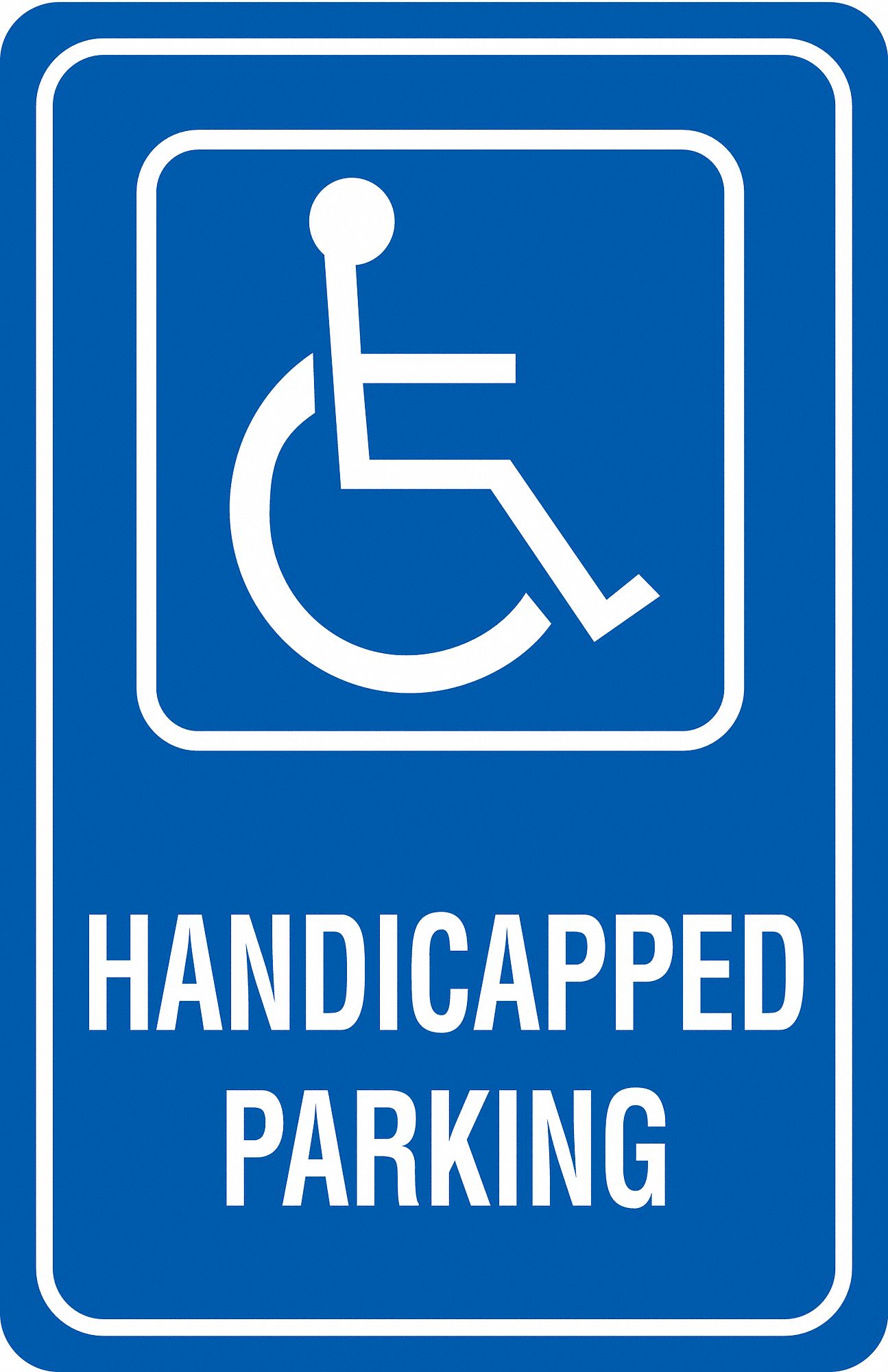 Parking Sign,18 x 12In,WHT/BL,G-42,HDCP