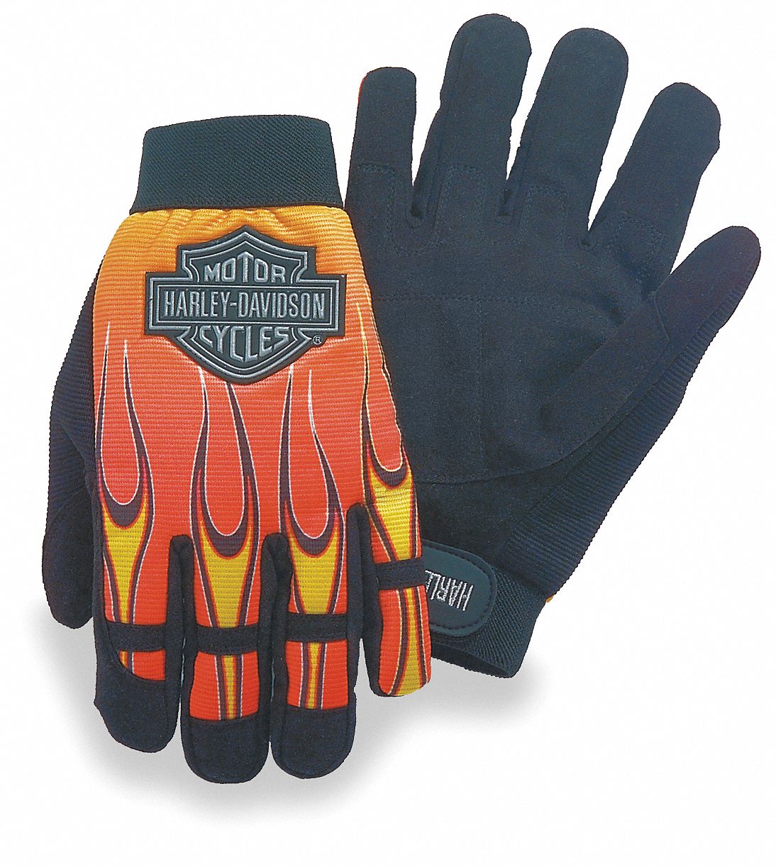 Mechanics Gloves,Blk/Orange/Yellow,L,PR