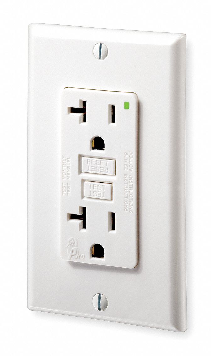 GFCI Receptacle, 20 Amps AC, 5-20R, White