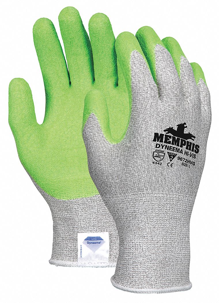 Cut Resistant Glove,M,S-n-P/HiVis Grn,Pr