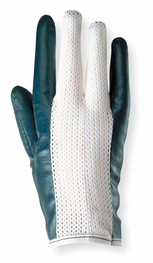 Canvas Gloves,Nitrile, 10,Blue/White,PR