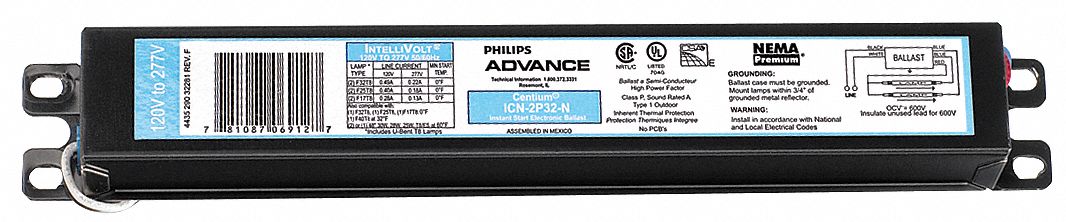 Electronic Ballast, 1-2 F32T8, 120-277V