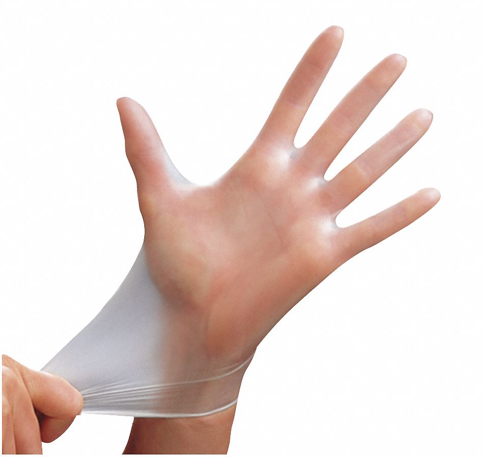 Disposable Gloves,Vinyl,L,Clear,PK100