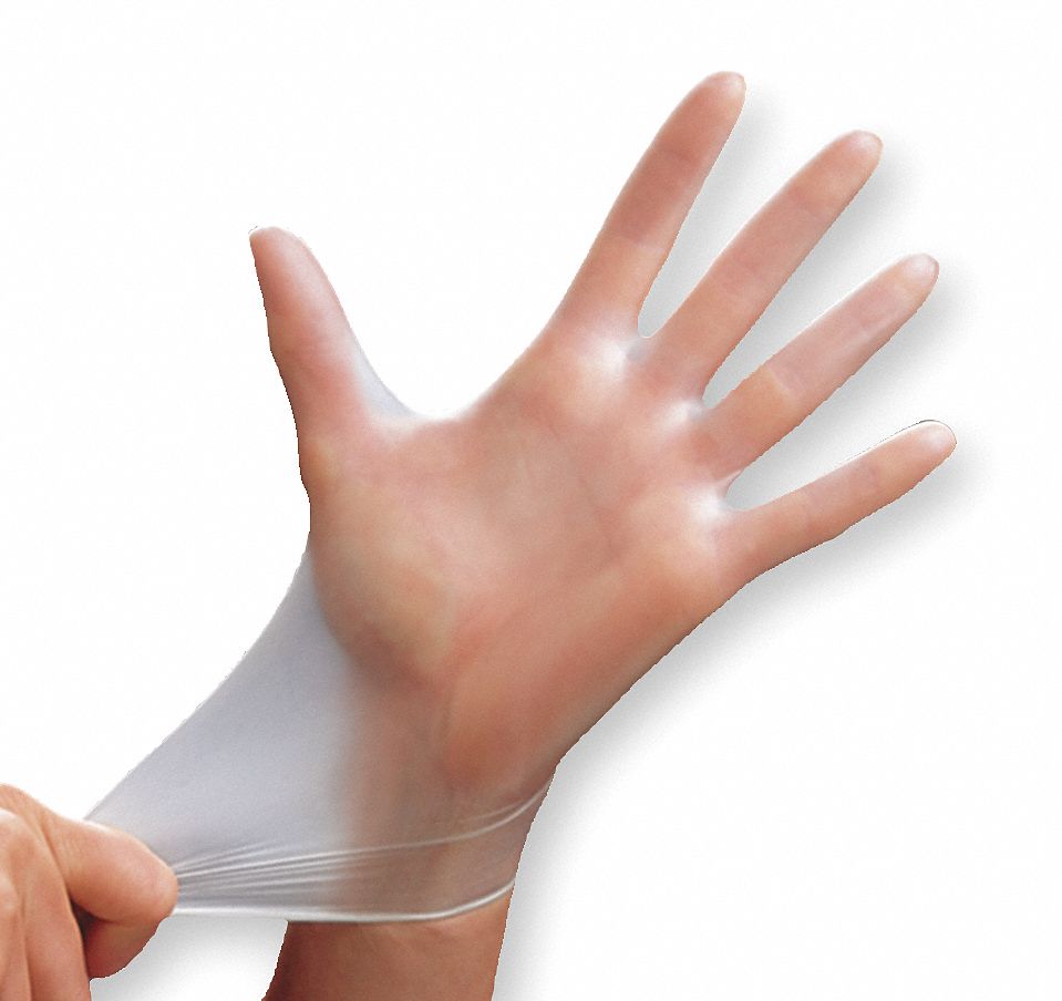 Disposable Gloves,Vinyl,L,Clear,PK100