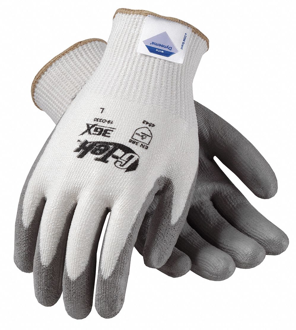 Cut Resistant Gloves,White/Gray,L,PR