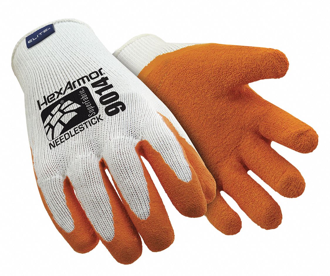 Cut Resistant Gloves,White/Orange,L,PR