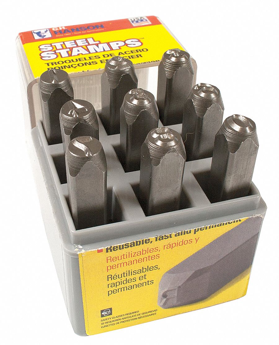 Hand Stamp Set, 3/16 In, Numbers