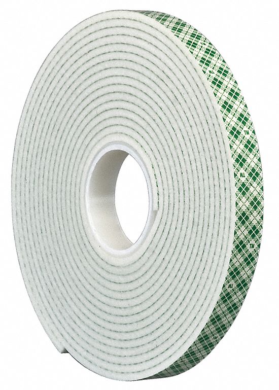 Foam Tape, 125 Mil, 1/2 In x 5 Yd, White
