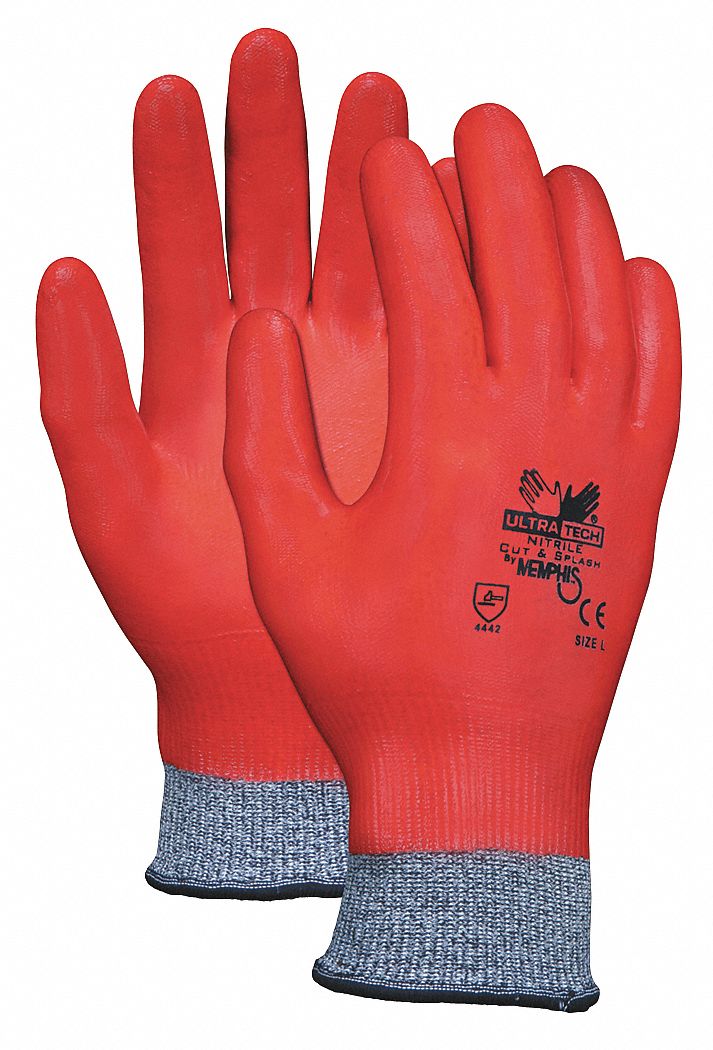Cut Resistant Gloves,Gray/Red,L,PR