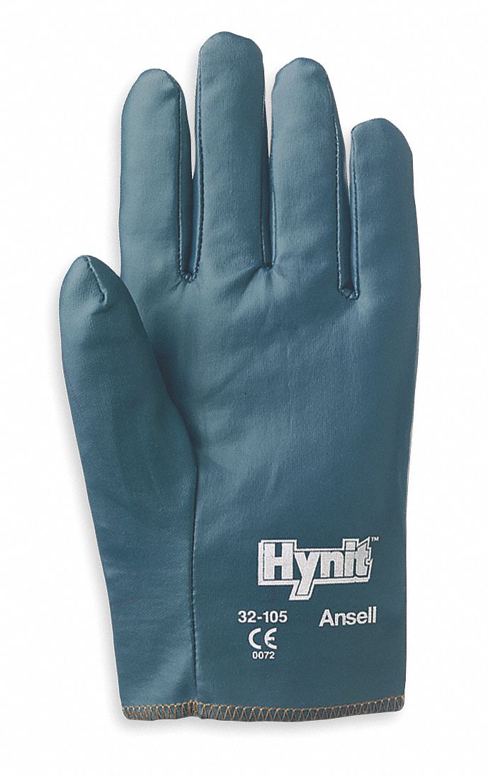 Canvas Gloves,Nitrile, 7-1/2,Ble,PR