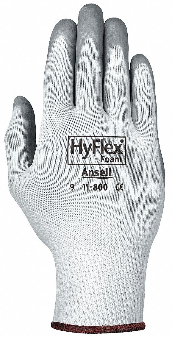 Coated Gloves,Palm,L,Gray/White,PR