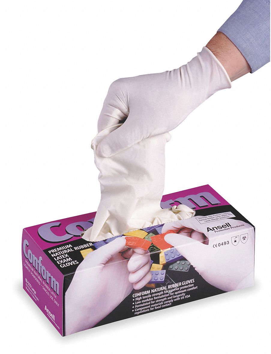 Disposable Gloves,Latex,L,Natural,PK100